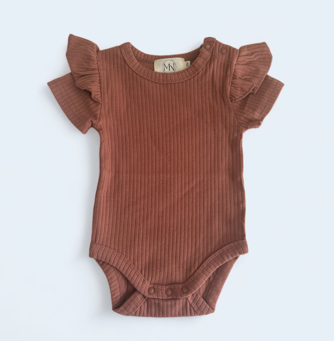 Organic Cotton Ribbed Ruffle Short Sleeve Bodysuit