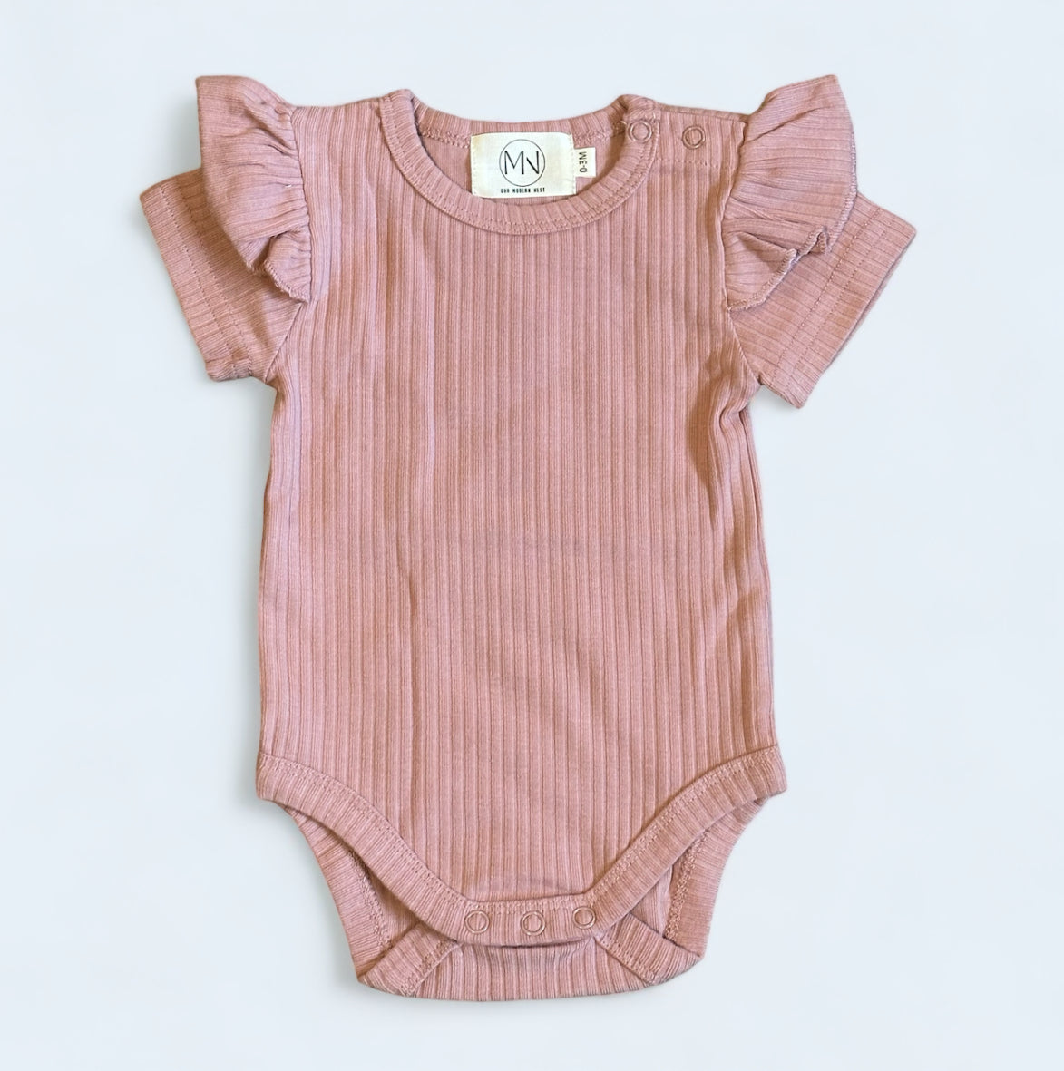 Organic Cotton Ribbed Ruffle Short Sleeve Bodysuit