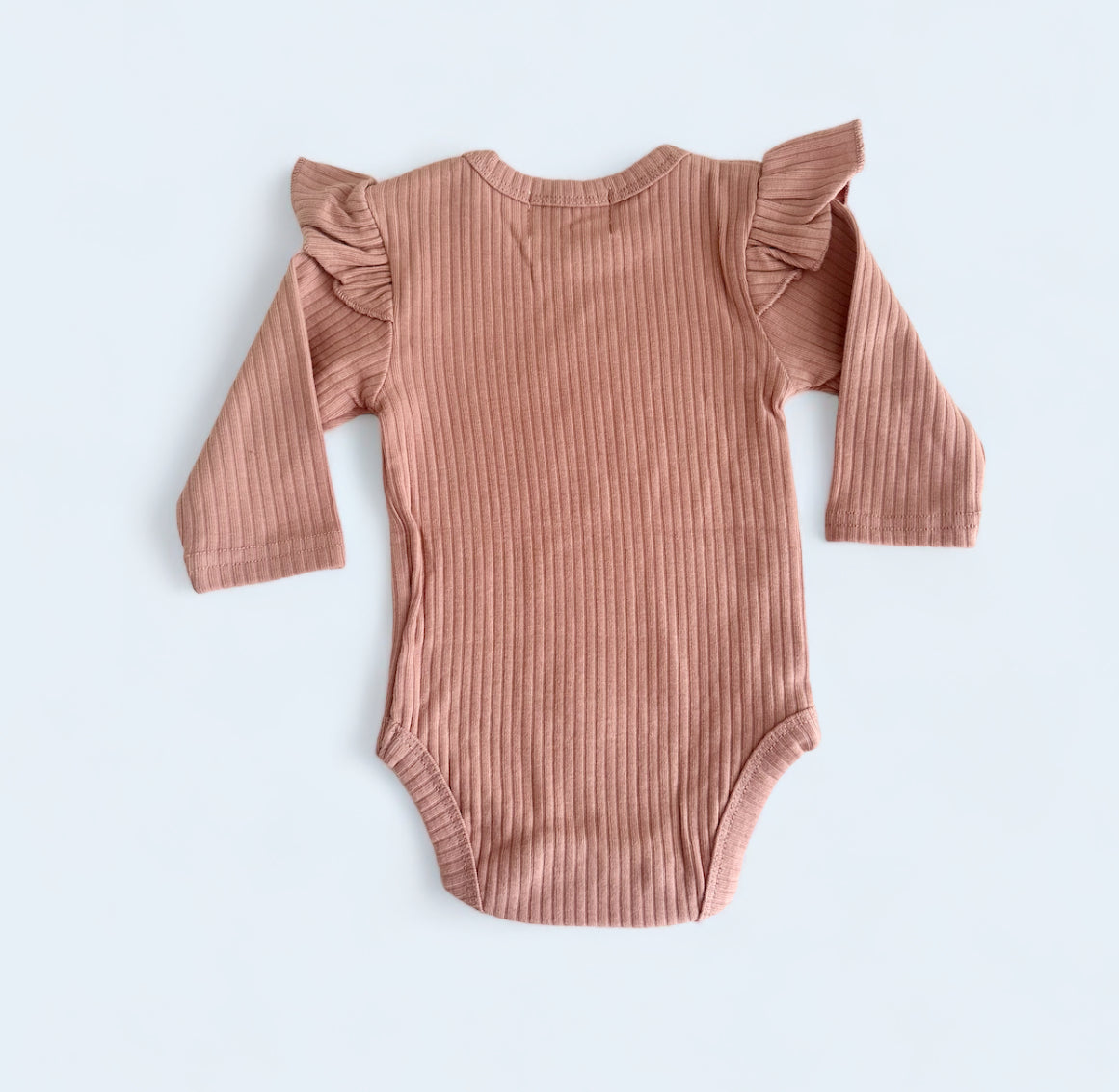 Organic Cotton Ribbed Ruffle Long Sleeve Bodysuit