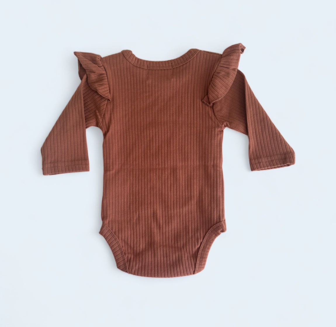 Organic Cotton Ribbed Ruffle Long Sleeve Bodysuit