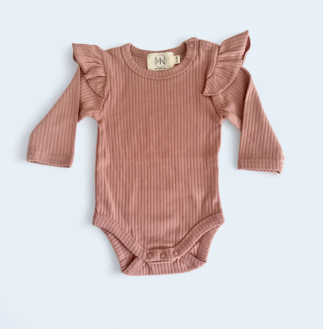 Organic Cotton Ribbed Ruffle Long Sleeve Bodysuit