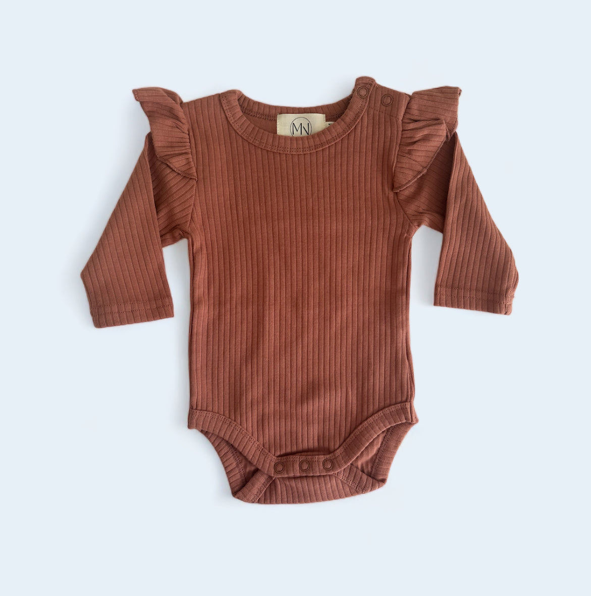 Organic Cotton Ribbed Ruffle Long Sleeve Bodysuit