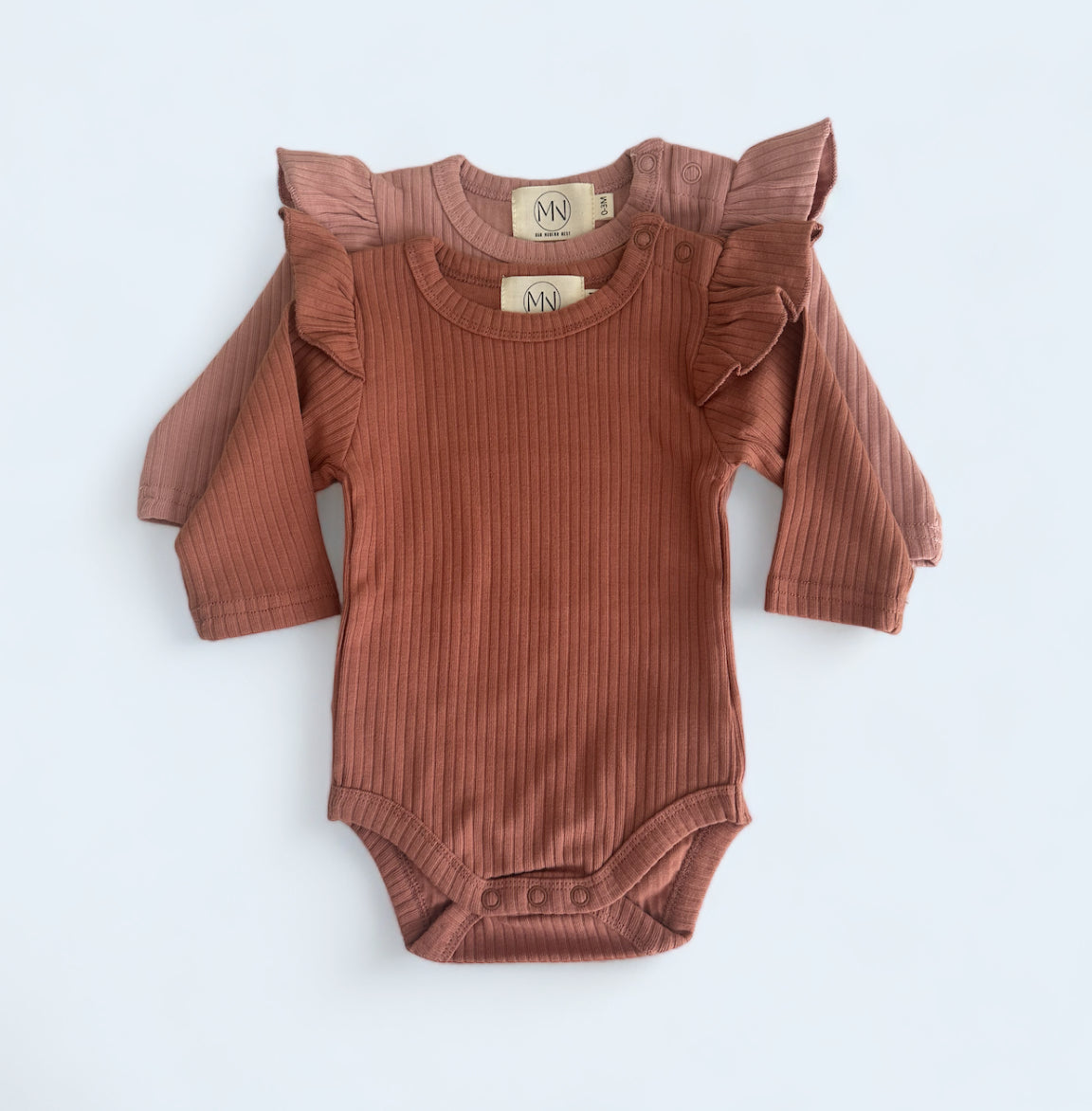 Organic Cotton Ribbed Ruffle Long Sleeve Bodysuit